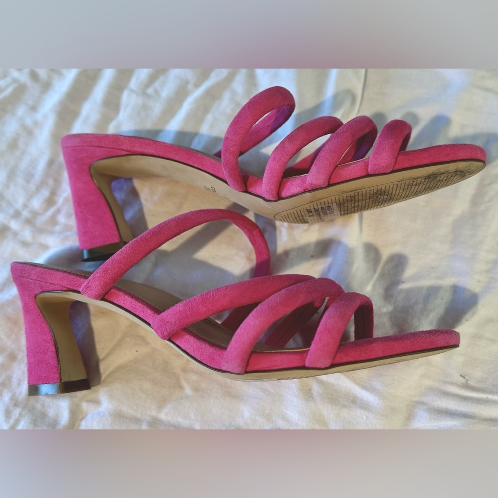 Barbie Pink Suede Cole Haan Grandseries Heeled Sandal Mules Sz 9.5
